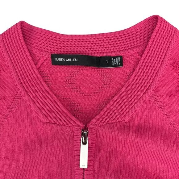 KAREN MILLEN Cardigan Zip Sweater Sz XS Pink - Picture 4 of 6